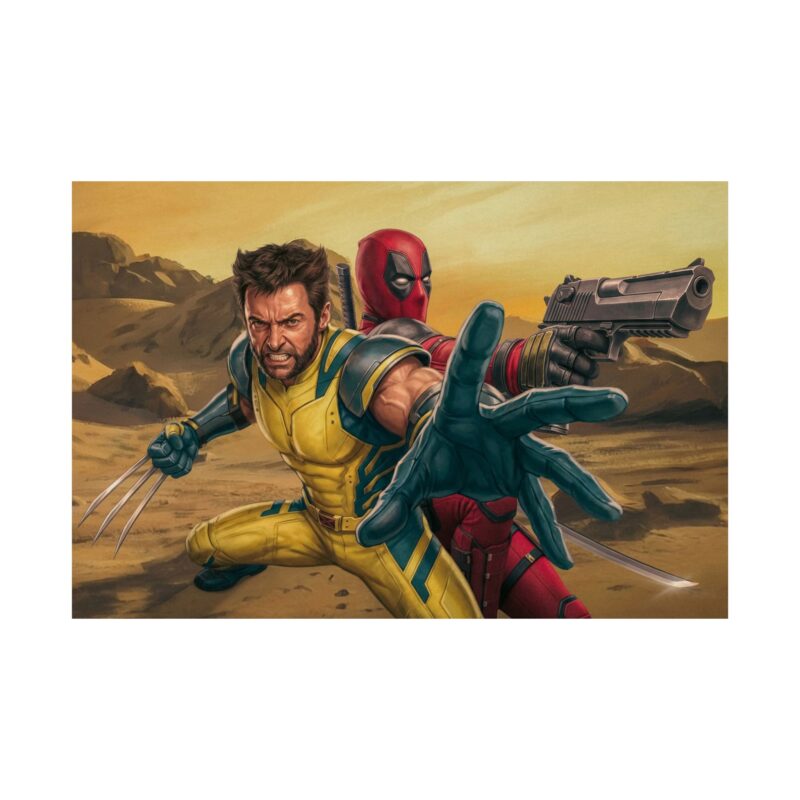 Wolverine and Deadpool Poster | Minimal Marvel Wall Art | Superhero Duo Print for Office or Man Cave