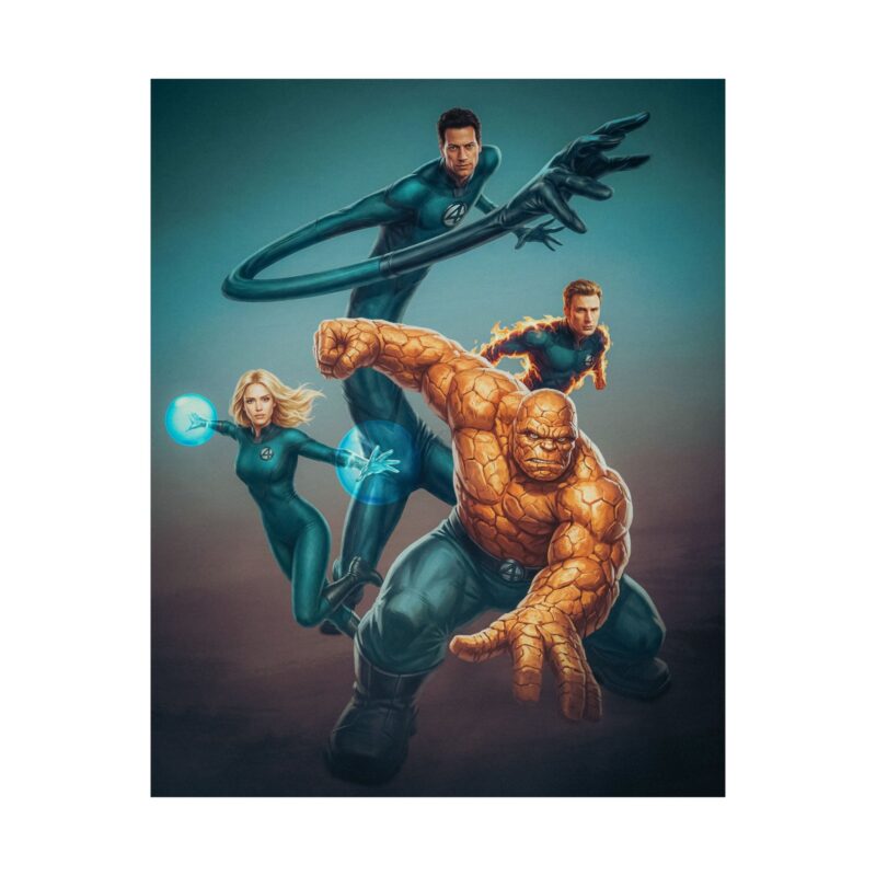 Fantastic Four Retro Art Print: Flame On, Stretch Out!