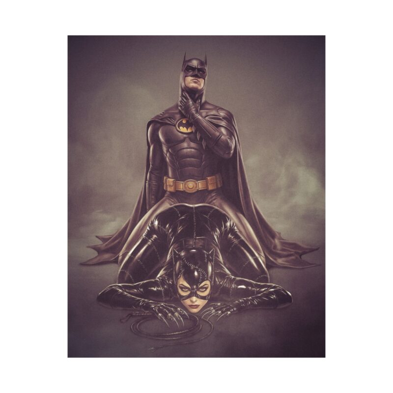 Dark Knight & The Cat – Gothic Vigilante Tribute Art Print  Dark Superhero Wall Art | Cinematic Comic Inspired Poster | Collector Fan Decor