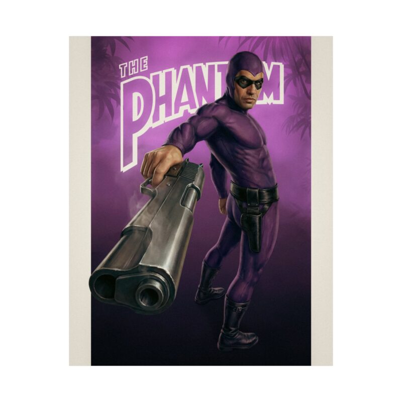 The Phantom Poster: Retro Comic Hero Wall Art | Purple Jungle Crusader | 90s Superhero Vintage Print