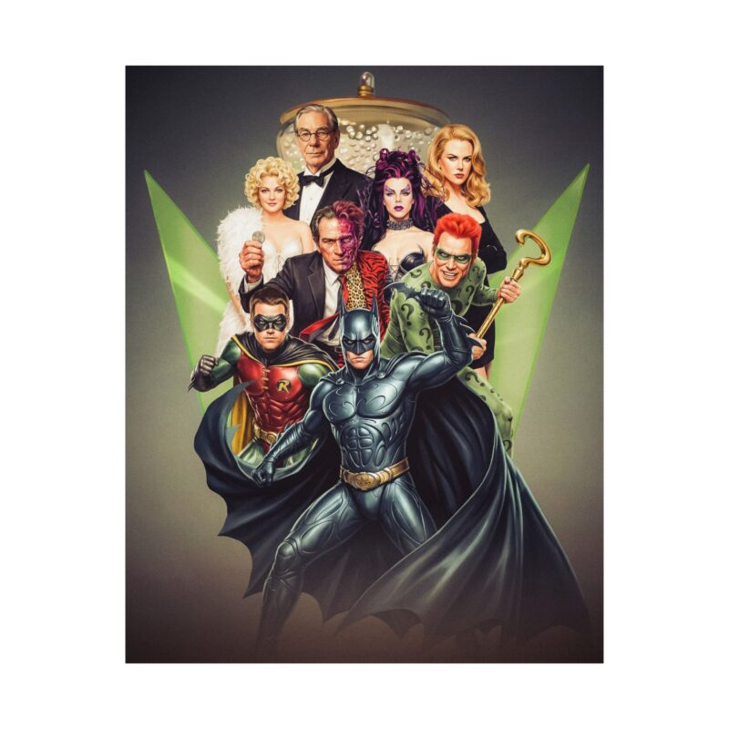 Batman Forever Vintage Poster: Retro Comic Book Cast Mashup Art Print | 90s Nostalgia Wall Decor
